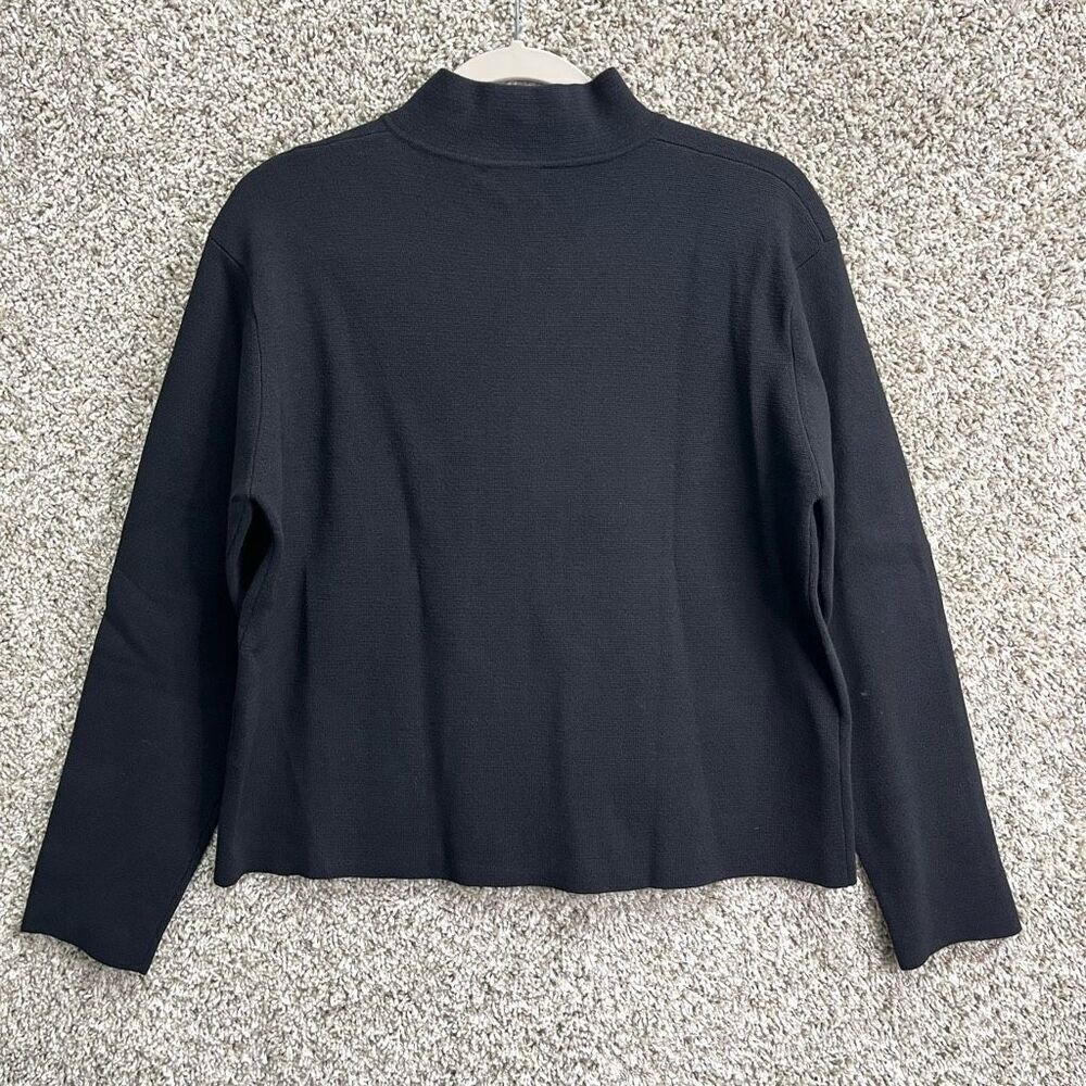 Eileen Fisher Jacket Women’s Small Black Viscose Crepe Full Zip Up Short Mandrin - Picture 5 of 8